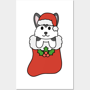 Christmas Husky Stocking Posters and Art